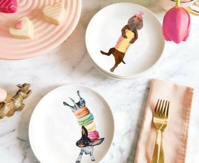 DACHSHUND CASTLE PLATES | SIX PIECES