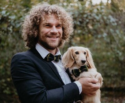 VLINDERDAS MET HALSBAND | VOOR HOND EN BAAS | GROEN BLAUW