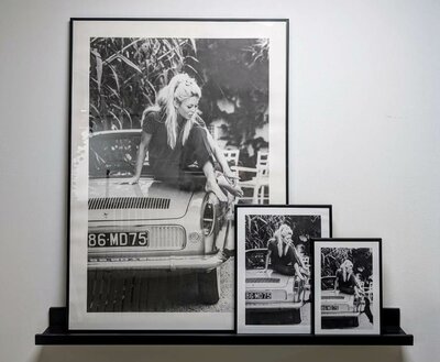 BRIGITTE BARDOT POSTER MET LIJST | ZWART