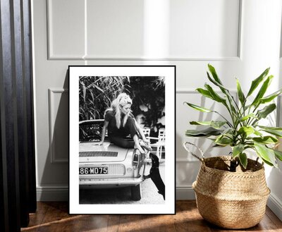 BRIGITTE BARDOT POSTER MET LIJST | ZWART